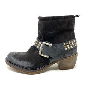 Josef Seibel Toni 01 Shiny Velour Kombi Titan Western suede ankle boots